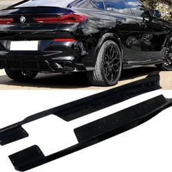 Fits 20-23 BMW G06 X6 M Sport IKON Gloss Black Side Skirts Rocker Panel 2PC PP
