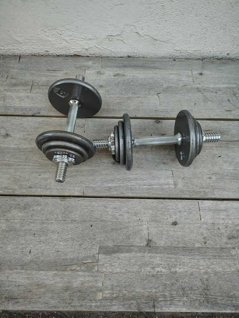 40 - Lb . Adjustable Dumbbells Set 
