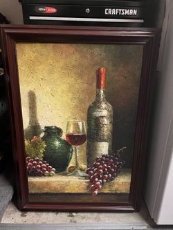 Framed Painting Wine Still Life