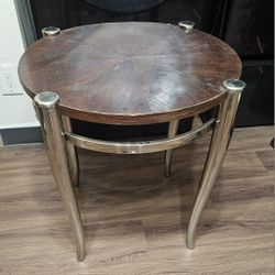 Wood & Metal Round Table - $20