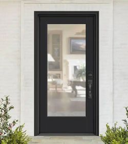 Performance Door System 36 in. x 80 in. VG Full Lite Left- Hand Inswing Clear Black Smooth Fiberglass Prehung Front Door