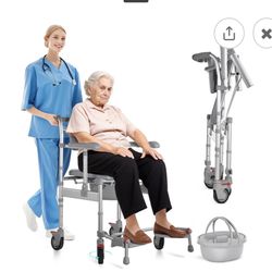 Wheelchair Commode Brand New Foldable Shower Wheel Chair Safe Light Weight 