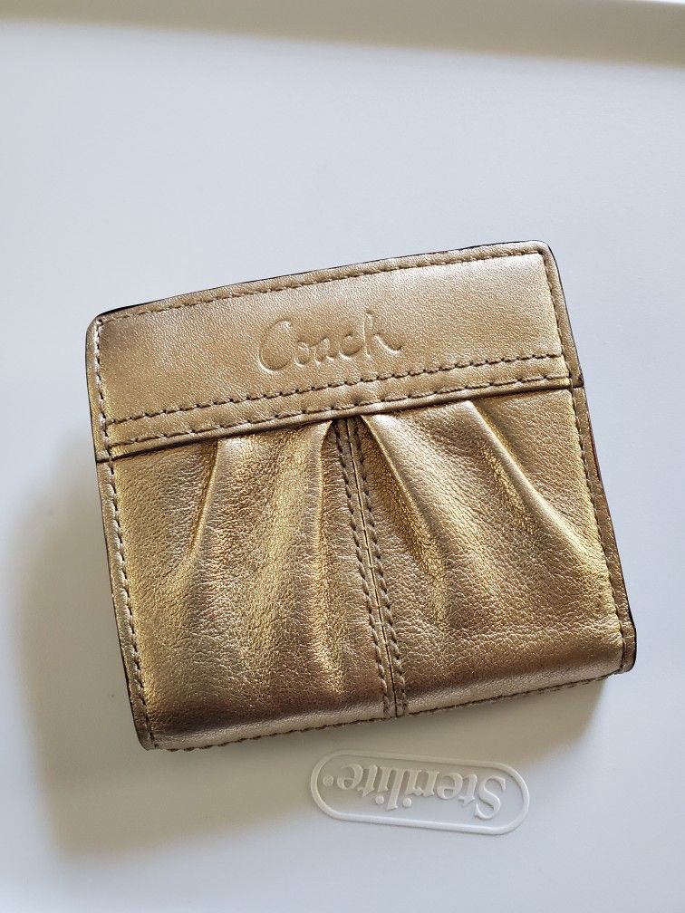Coach Small Gold Metallic Wallet, Like New