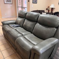 Living Spaces Leather Recliner Massage Couch