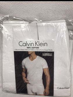 New 3 Pack SLIM FIT Calvin Klein Mens V Neck Crew Neck 