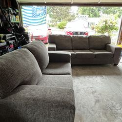 Beautiful Gray Matching Couch Set (Delivery Available) 