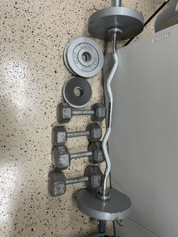 Weights And Curl Bar