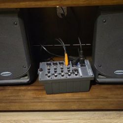 Samson Speakers With Mini Mixer
