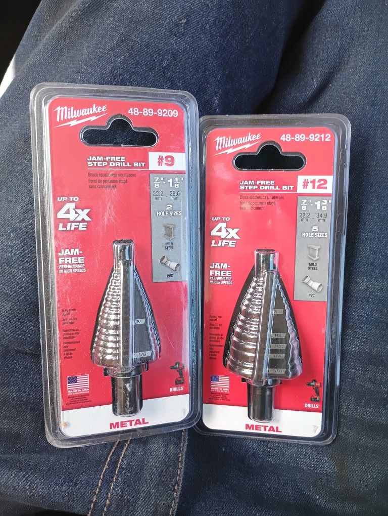 Milwaukee Step Drill Bits #12 	 For $40 Both