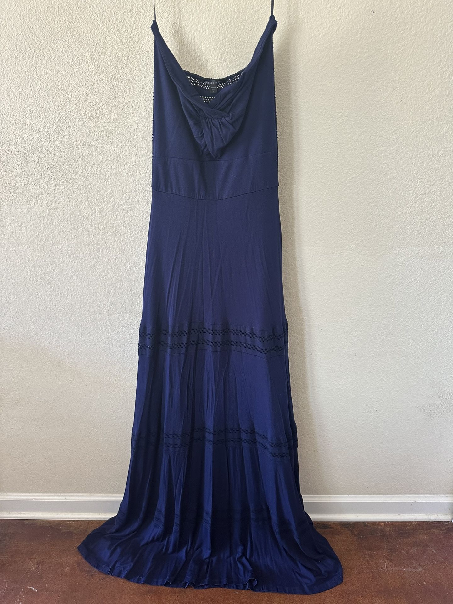 Felicity & Coco Blue Strapless Womens Maxi Dress with Liner, Size Smal