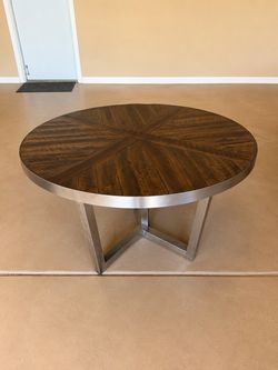 Round Wood and Metal Cofee Table