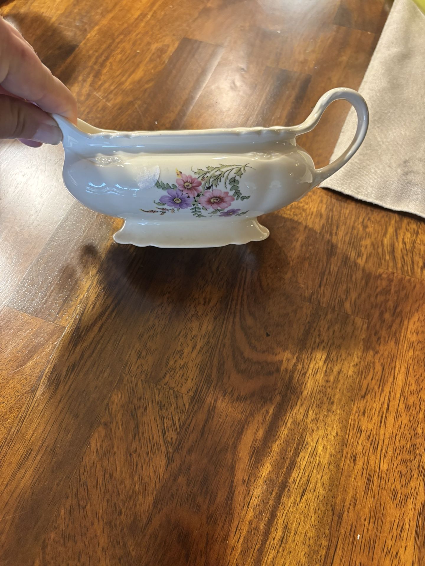 Vintage Homer Laughlin Virginia Rose creamer, likely produced between 1946 and 1948.
