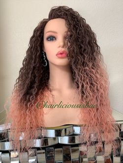 Kinky curly ago wig 24 Inch Long super soft natural look and feel 24 Inch Long premium synthetic high temperature fiber heat resistance low medium he