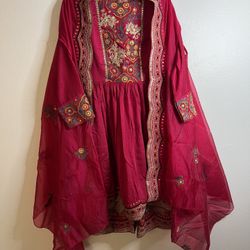 Pink Multi Embroidery Traditional Gharara Style Suit