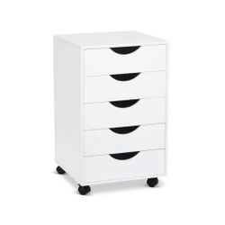 White Drawer Wood Storage Mobile Craft Cart with Wheels 