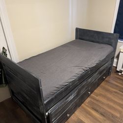 Pull Out Twin Size Bed With 3 Drawers For Storage