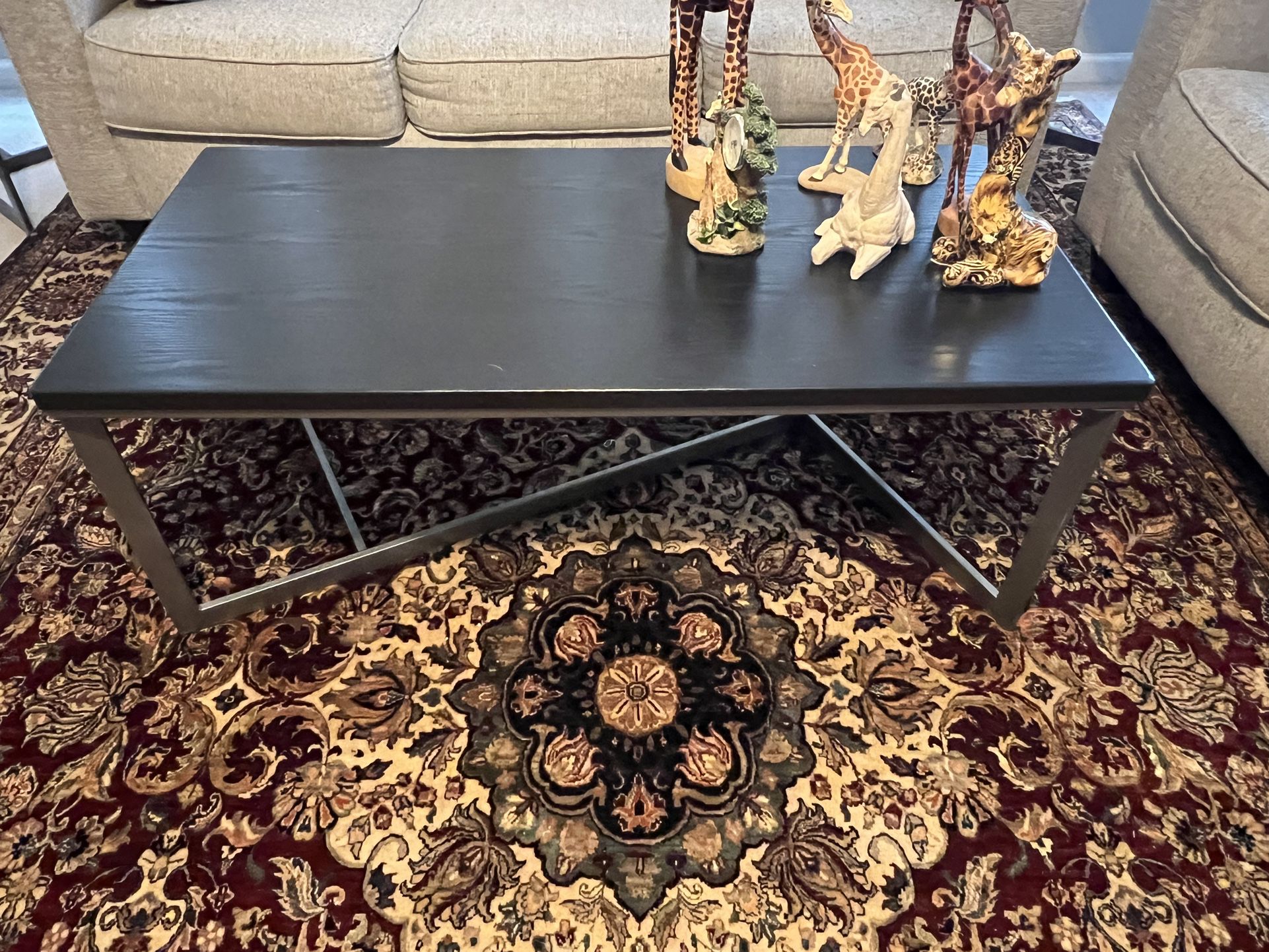 Dark wood, coffee, and two end tables excellent condition 
