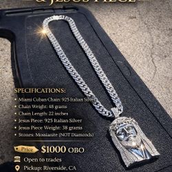 MIAMI CUBAN LINK & JESUS PIECE (925 Silver )