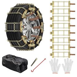Upgraded Snow Chains 8 Pack, Tire Chains for Cars/SUVs/Pickup