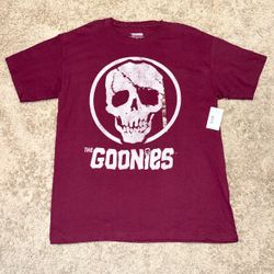 The Goonies Movie Promo Classic Pirate Skull Graphic Maroon T Shirt Adult L