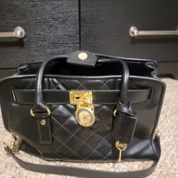 Michael Kors Quilted Black Leather Satchel Bag Purse