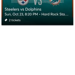 Miami Dolphins Pittsburgh Steeler Fans One Ticket For Sale To The Sunday Night Game In Miami
