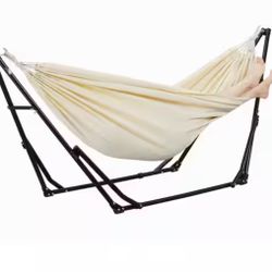 8 ft. Portable Fabric Hammock with Stand in White