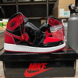 Nike Jordan 1 Retro High OG Patent Shoes 'Bred' Size 5Y/6.5W
