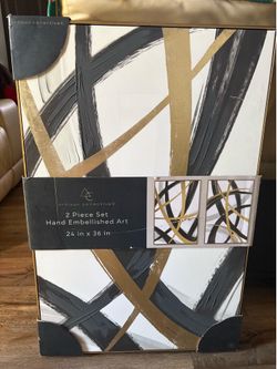 2 Piece Set Hand Embellished Art