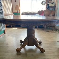 Vintage Solid Oak Pedestal Dining Set (with 4 Chairs)