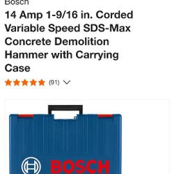 Bosch Corded Variable Speed SDS Max Demolition Hammer