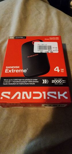Brand NEW  NEVER BEEN OPEN 

SANDISK - Extreme 4TB Portable SSD External USB Type-C SSD, up to 2000MB