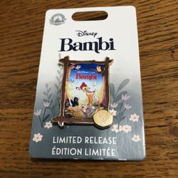 Trading Pin Disney Bambi 80th Anniversary Movie Poster Limited Release Pin.  Brand new on original card.  Smoke free home 