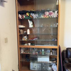 *OBO* Wooden Cabinet w/ Built In Lights *contents not Included