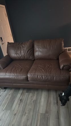 Brown Leather Loveseat Sofa and recliner