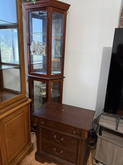 Curio Cabinet Cherry Finish