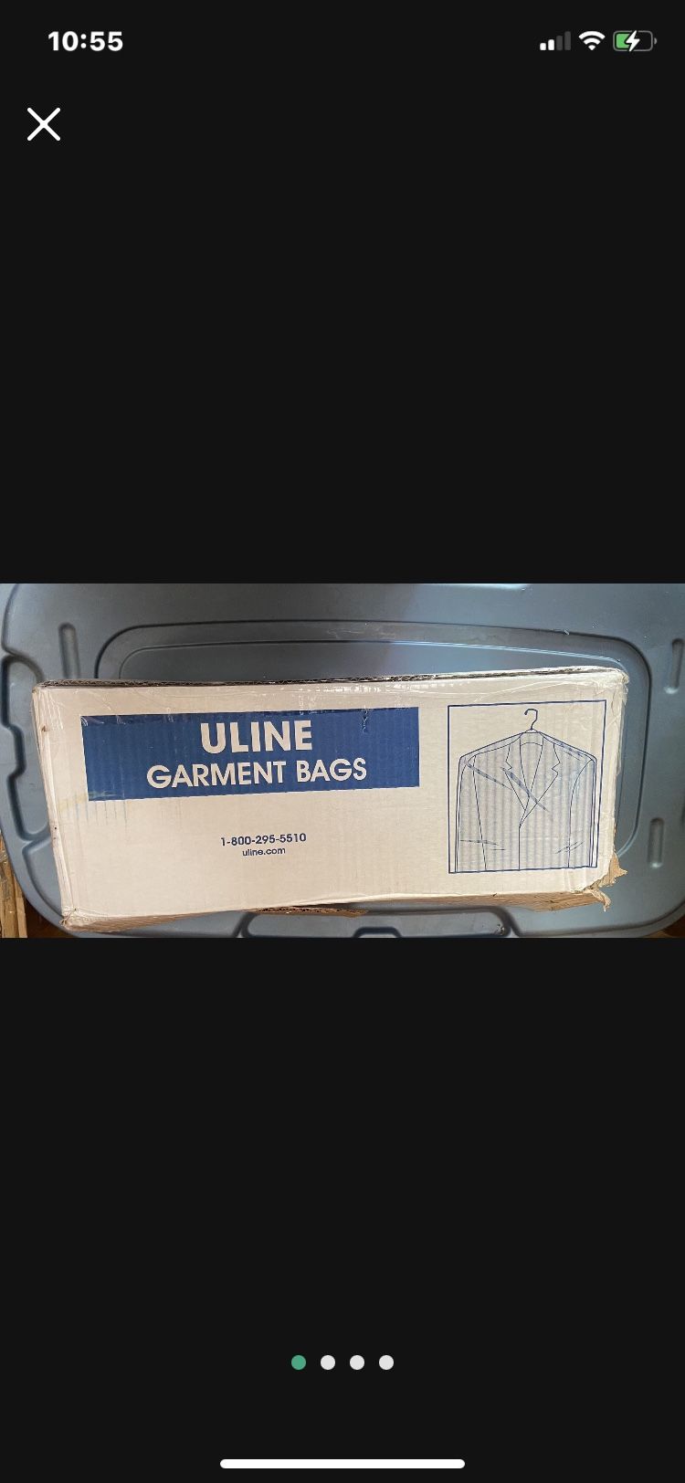 Open Uline Box garment Bags