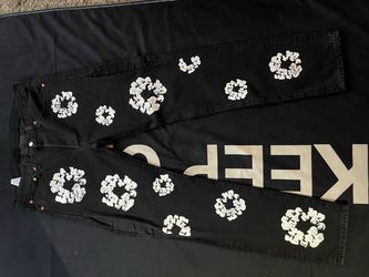 34x34 Denim Tears Black Wreath Print Jeans