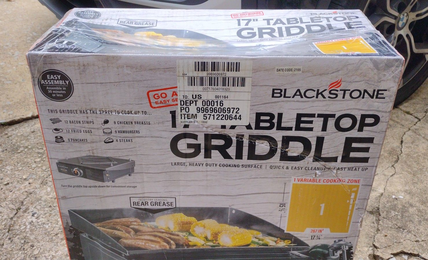 Blackstone Adventure Ready Single Burner 17” Tabletop Propane Griddle with Piezo Ignition