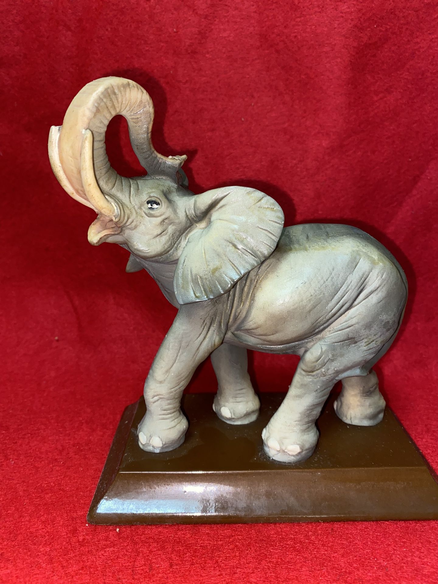 7 Inch x 6 Inch Painted Alabaster Elephant Statue Imported From Greece