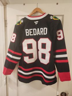 Chicago Blackhawks Premium Alternate Jersey - BLACK / Size 50 PRO STITCHED C - CAPTAIN PATCH PLAYER NAME - BEDARD #98