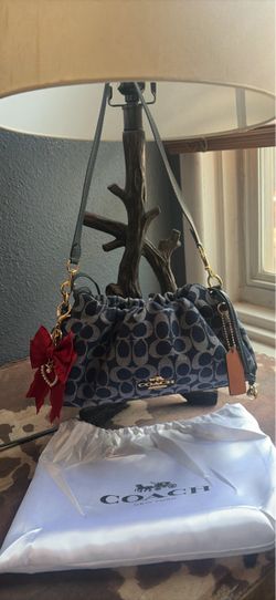 Coach Signature Denim Drawstring Shoulder Bag