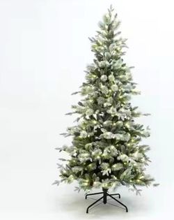 6.5-Foot PreLit Pine Artificial Christmas Tree with Frosted Green Branches with Stand