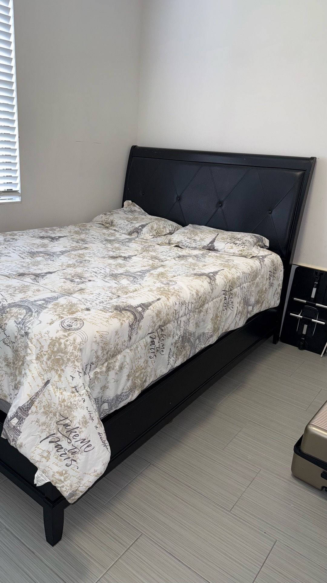 Black Upholstered Queen Bed Frame