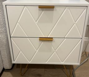 White and Gold Hardware Nightand and/or Side Table