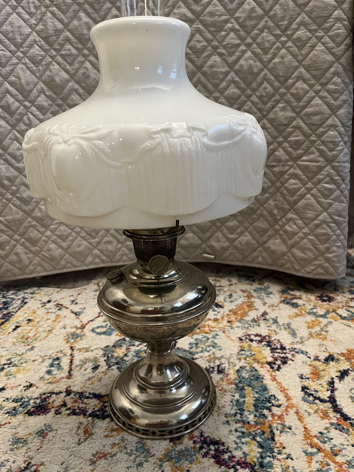 Antique Aladdin Model 6 Kerosene Lamp with Chimney