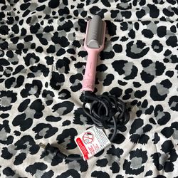 pink hair brush straightener 