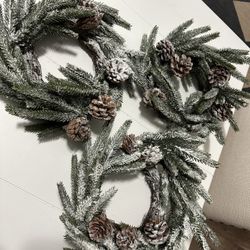Wreaths Snowy Flocked Christmas With Pinecones