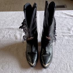 Women's Vintage 1990s Harley Davidson Leather Fringe Western Cowboy Boots
