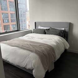 Queen Bed Frame, Box, And Mattress